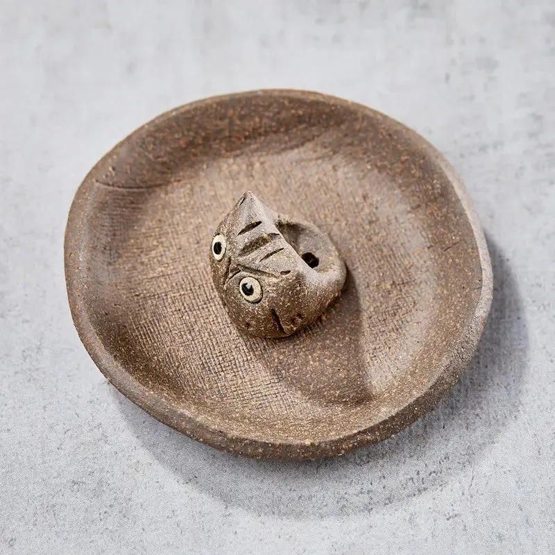 Nishikidori coupelle à encens artisanale décor hibou