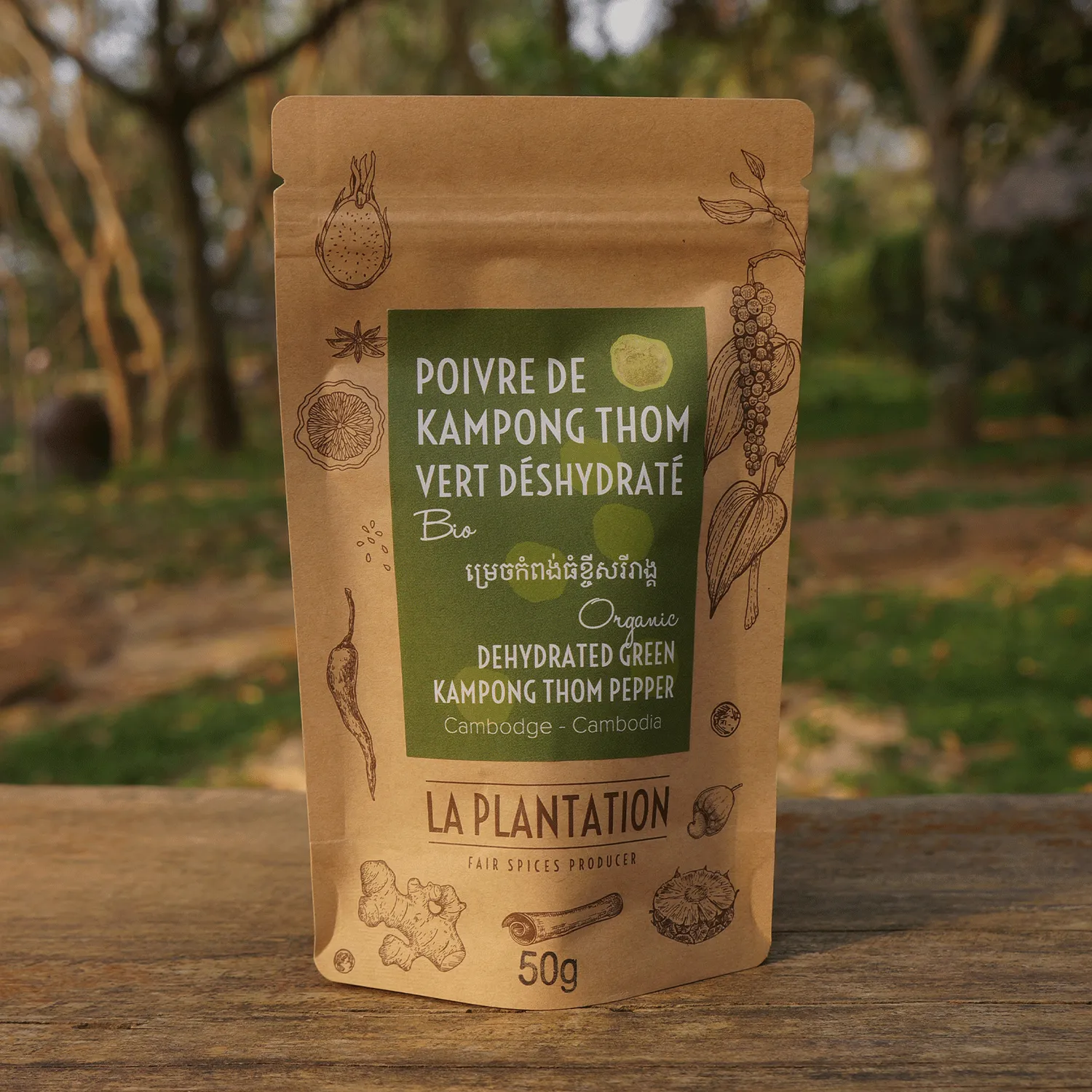 La Plantation Poivre Kampong Thom vert déshydraté