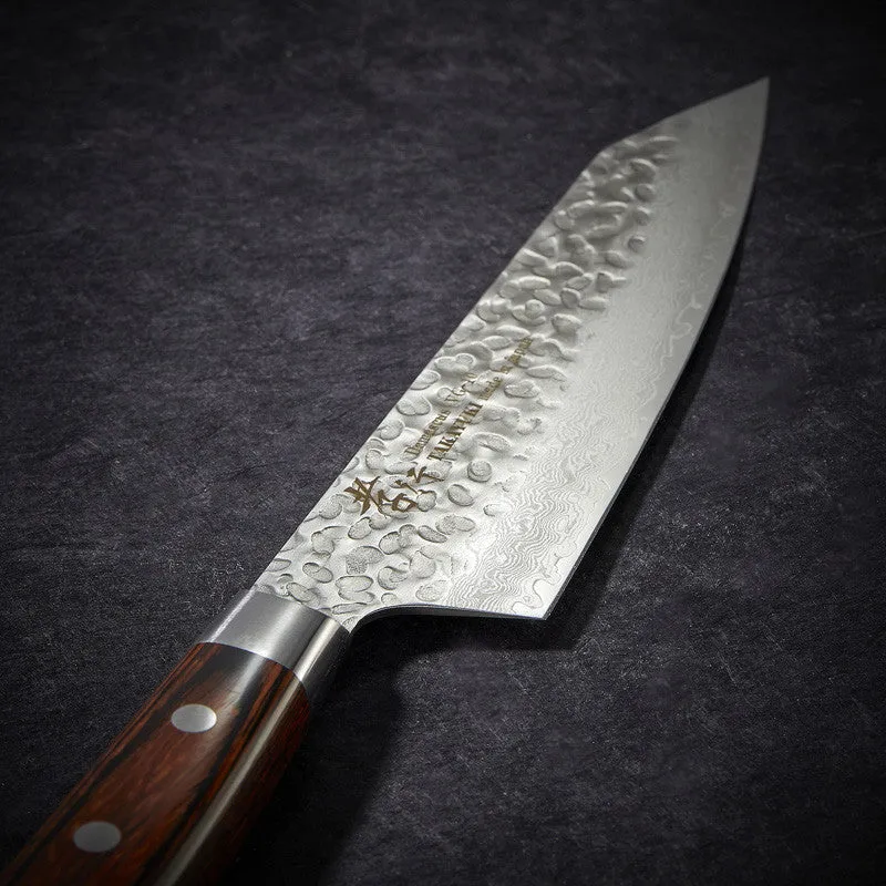 Nishikidori Kengata Santoku couteau damas 160mm forge