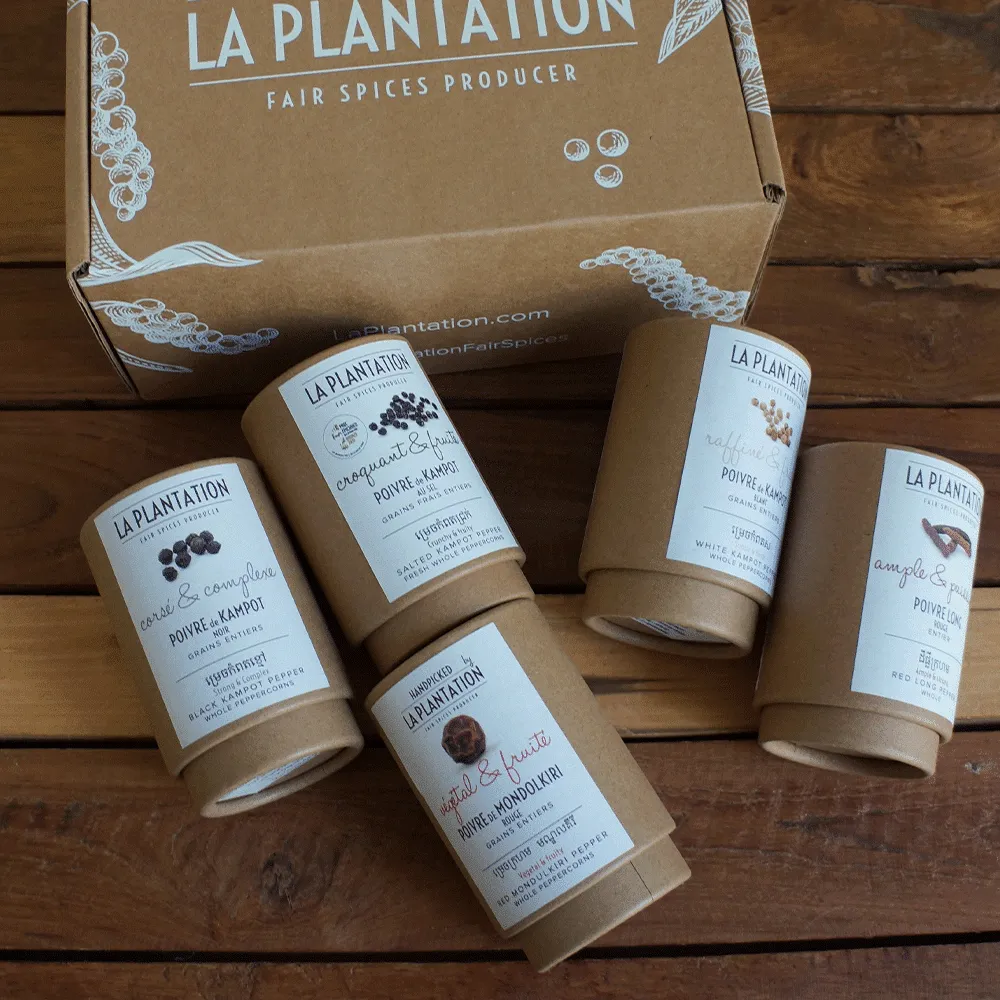 La Plantation Coffret Poivres du Cambodge cadeau assorti