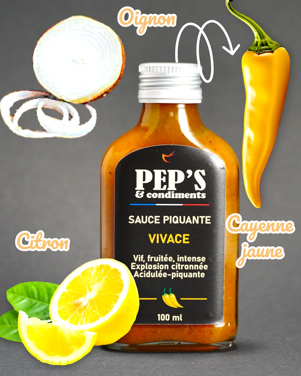 Pep's & condiments Vivace sauce piquante 100 ml citron