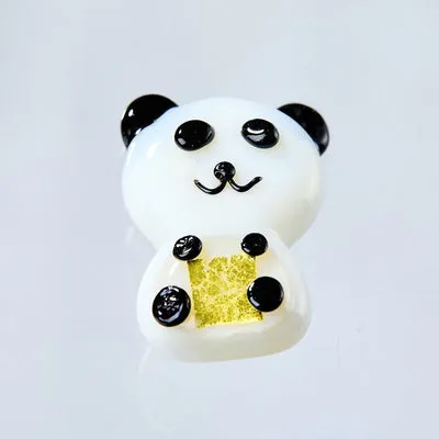 NISHIKIDORI Engimono amulette panda porte-bonheur feuille or